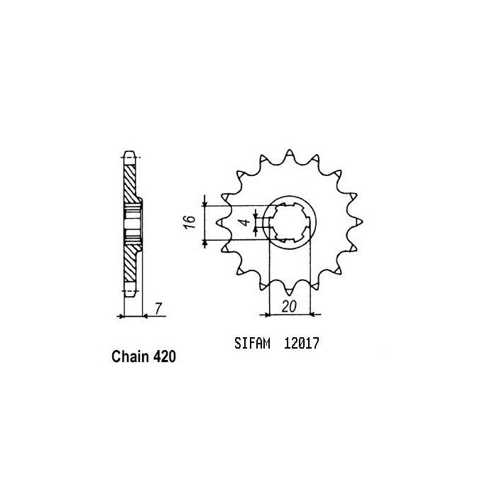 Pignon Ts 50 Xk 1984-1998 - 420 - 13 Dents - Similaire JTF413