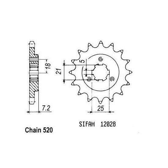 Pignon Dr 600 S 1985-1989 - 520 - 15 Dents - Similaire JTF437