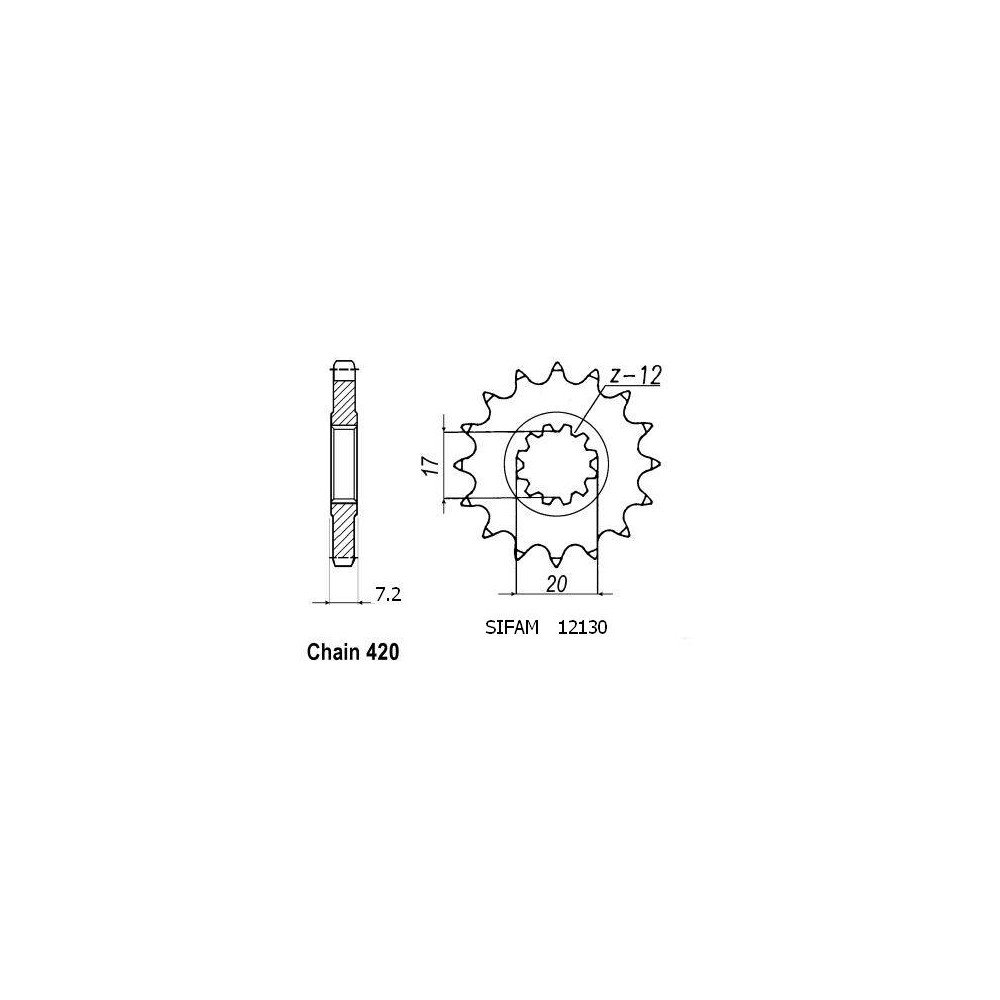 Pignon Minarelli 50 1999-2007 415 - 415 - 12 Dents - Similaire JTF4020