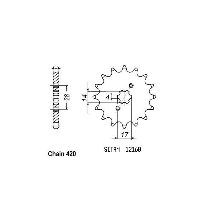 Pignon Derbi 50 2000-2005 - 420 - 12 Dents - Similaire JTF1127
