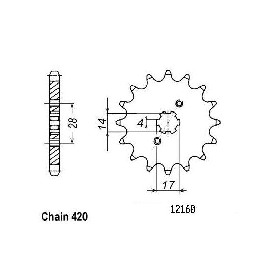 Pignon Derbi 50 2000-2005 - 420 - 14 Dents - Similaire JTF1127