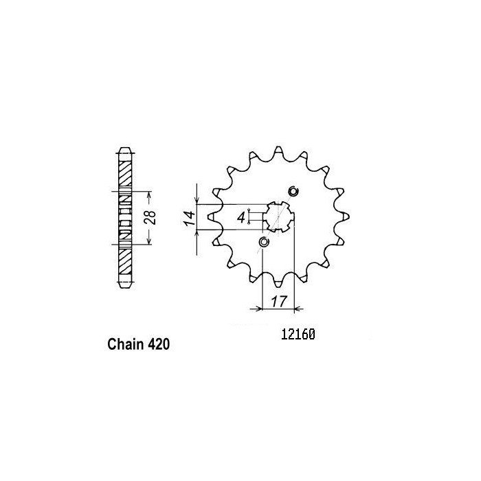 Pignon Derbi 50 2000-2005 - 420 - 14 Dents - Similaire JTF1127