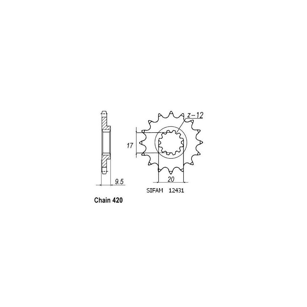 Pignon Ktm 60/65 Sx 1998-2002 - 420 - 12 Dents - Similaire JTF2431
