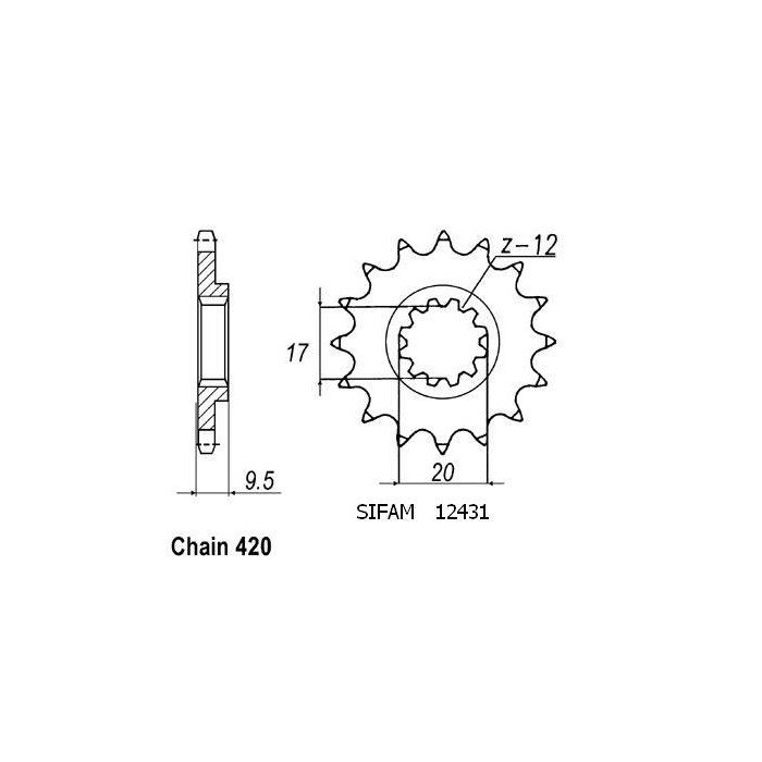 Pignon Ktm 60/65 Sx 1998-2002 - 420 - 12 Dents - Similaire JTF2431