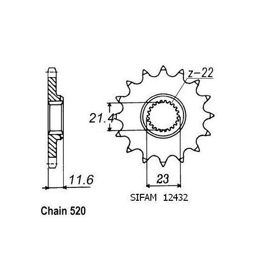 Pignon Yamaha 250 Ttr 1993-2004 - 520 - 12 Dents - Similaire JTF583