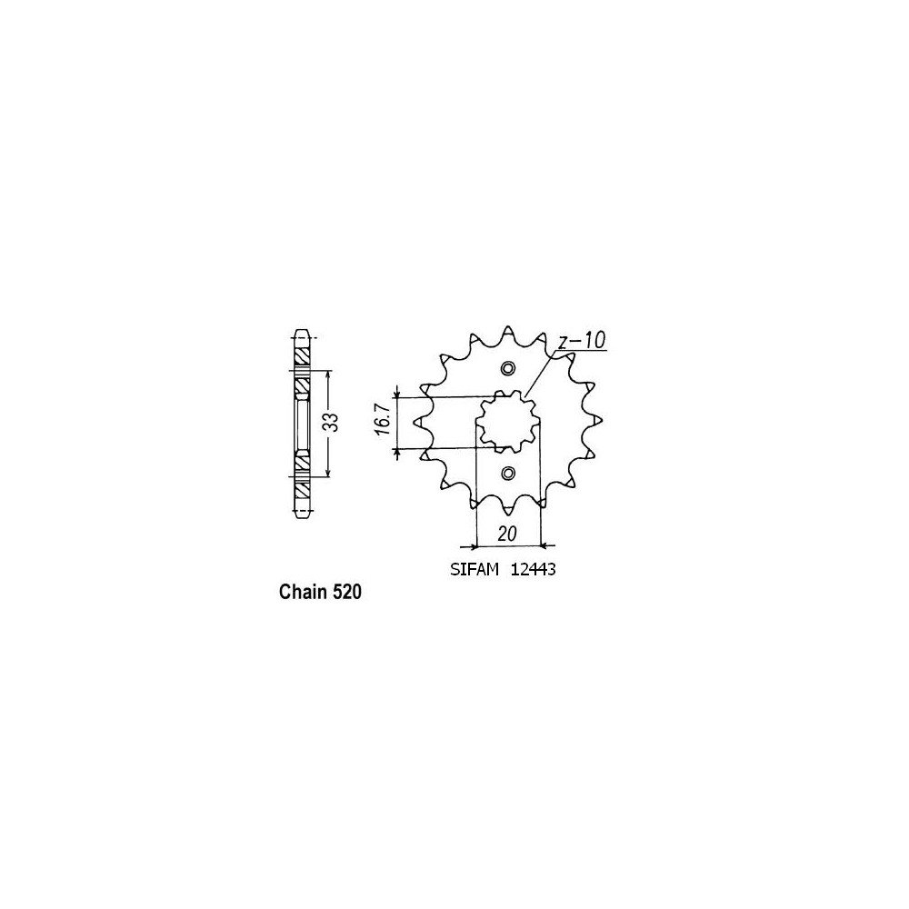 Pignon Kx-f/Rm-Z 250 2004 - 520 - 15 Dents - Similaire JTF430
