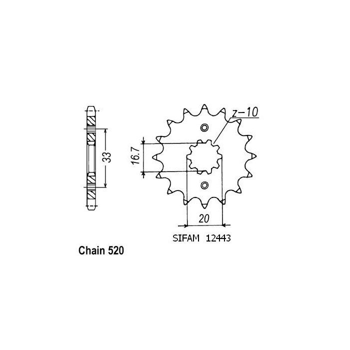 Pignon Kx-f/Rm-Z 250 2004 - 520 - 15 Dents - Similaire JTF430
