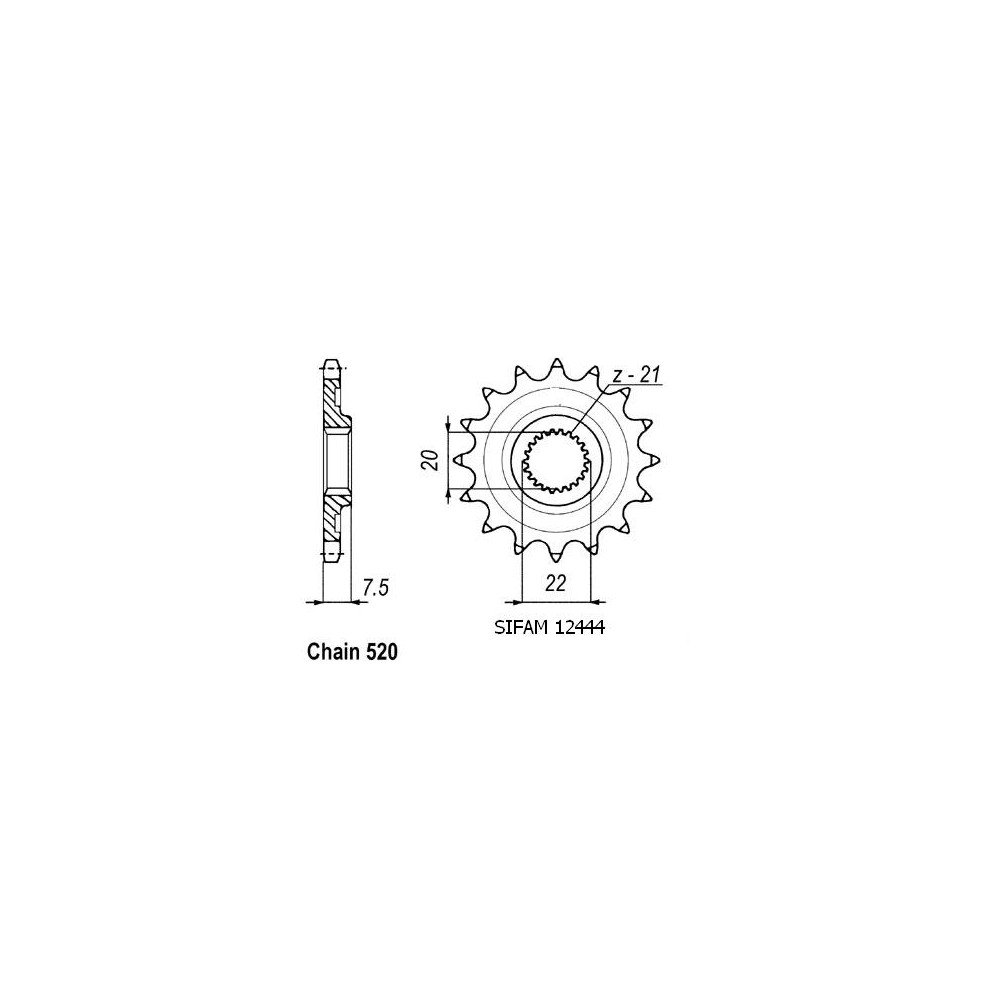 Pignon Crf 250 X/R 2004 - 125 Cr 2004 - 520 - 14 Dents - Similaire JTF