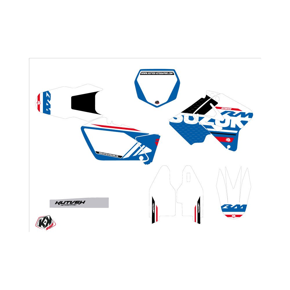 Kit Deco Moto Cross Grade Suzuki 250 RM Blanc