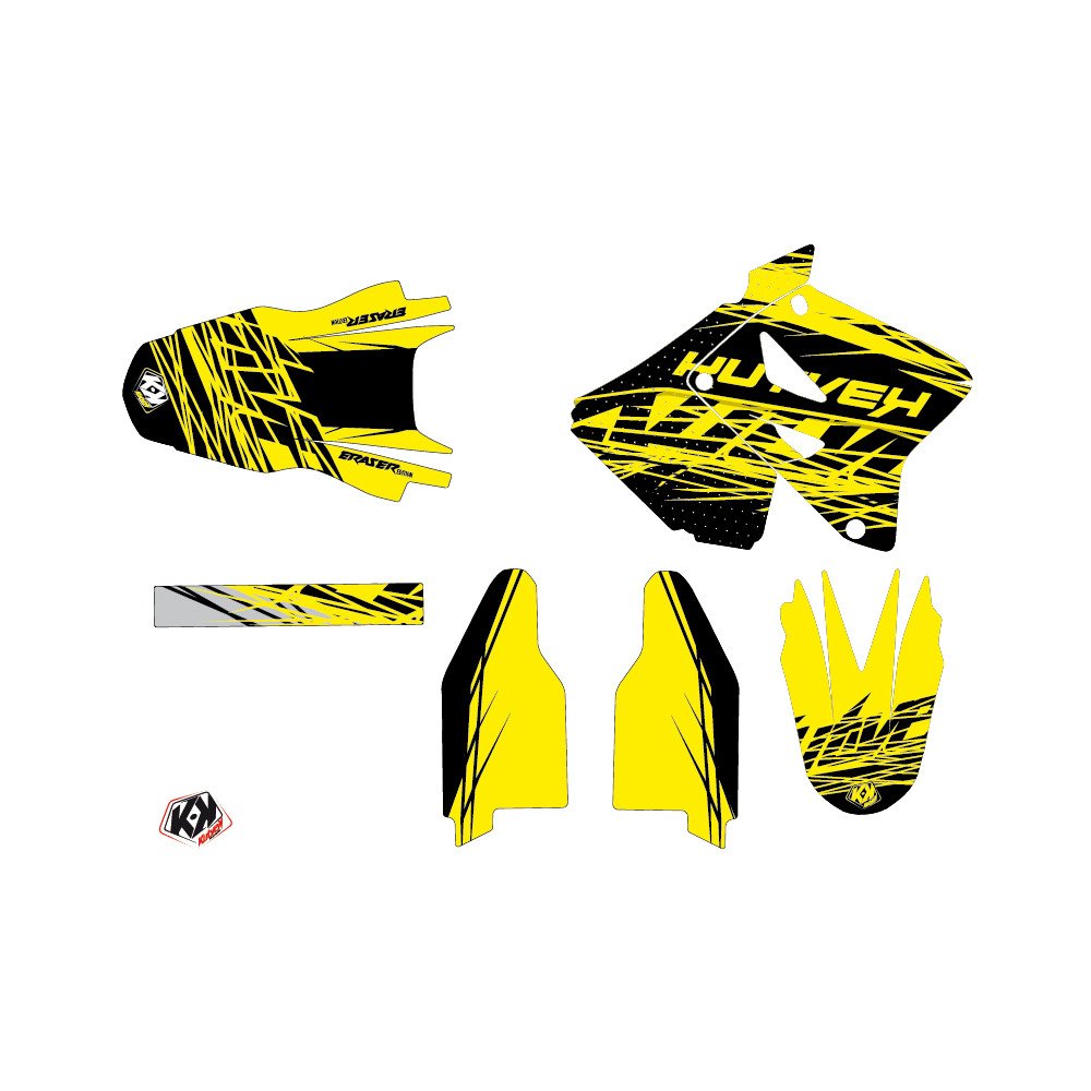 Kit Deco Moto Cross Eraser Suzuki 250 RM Jaune Noir LIGHT