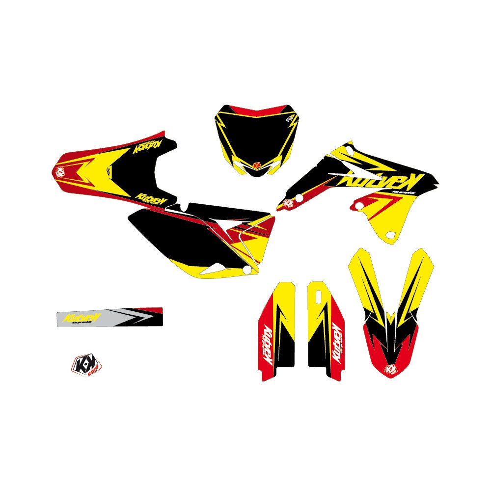 Kit Deco Moto Cross Stage Suzuki 250 RMZ Jaune Rouge