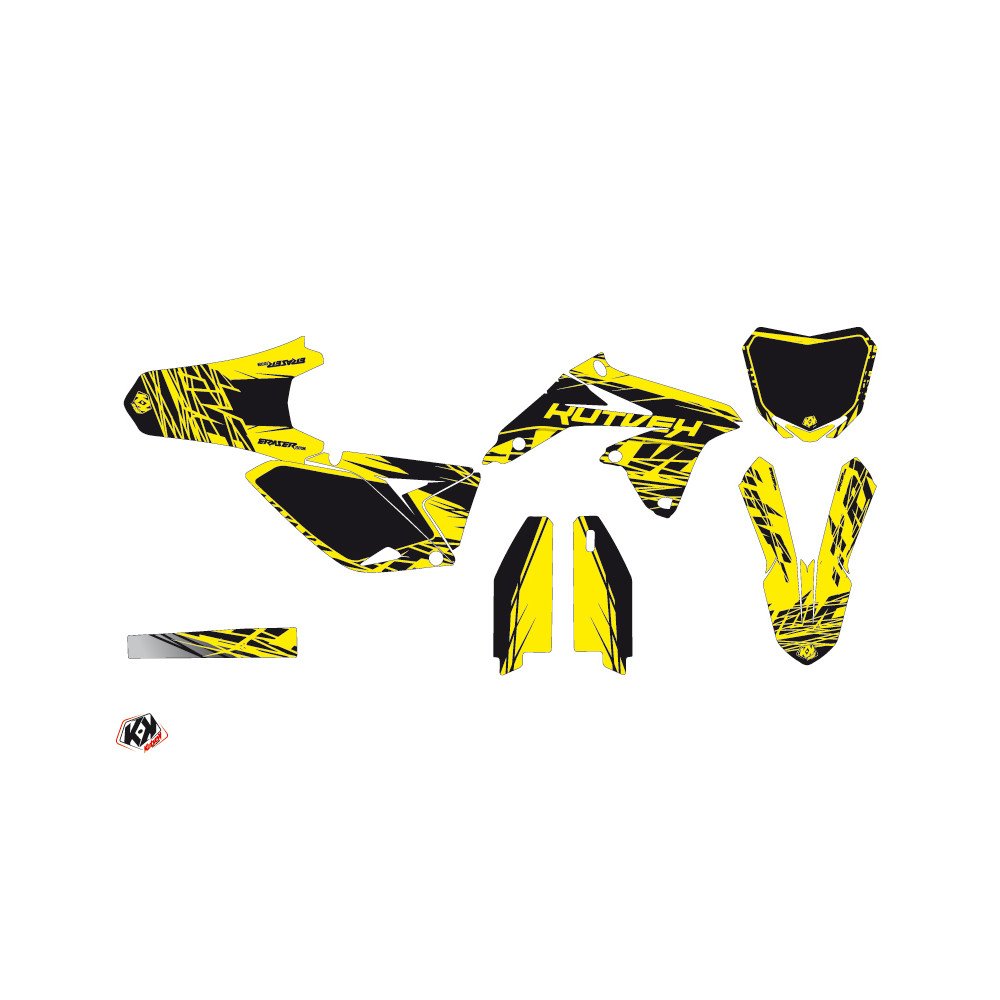 Kit Deco Moto Cross Eraser Suzuki 250 RMZ Jaune Noir