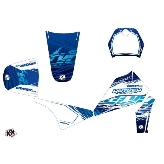 Kit Deco Moto Cross Eraser Yamaha PW 80 Bleu