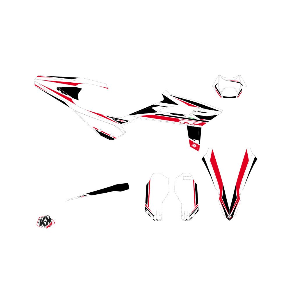 Kit Deco Moto Cross FIRENZE Beta RR 2T 200 Blanc Rouge Noir