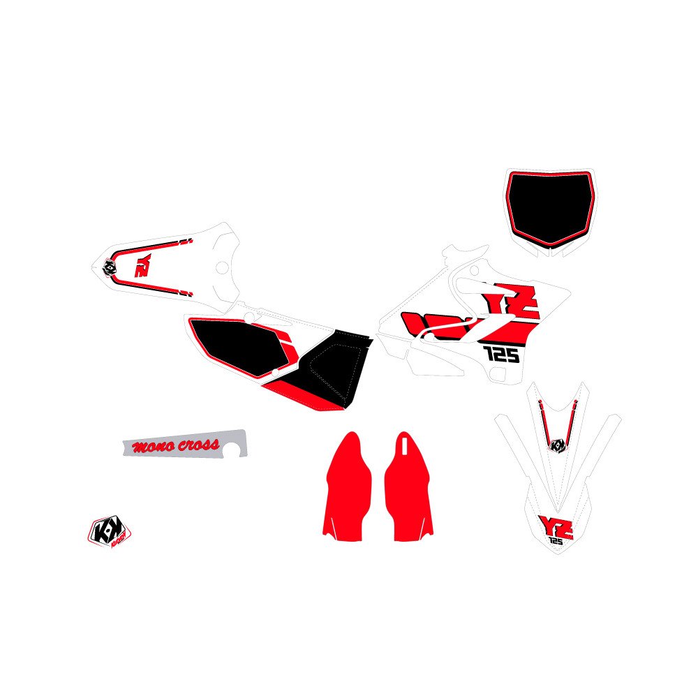Kit Deco Moto Cross Vintage Yamaha 125 YZ Rouge