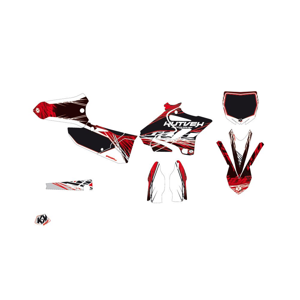 Kit Deco Moto Cross Eraser Yamaha 125 YZ Rouge Blanc