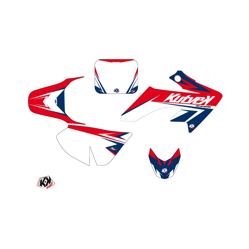 Kit Deco Moto Cross Stage Honda 50 CRF Bleu Rouge