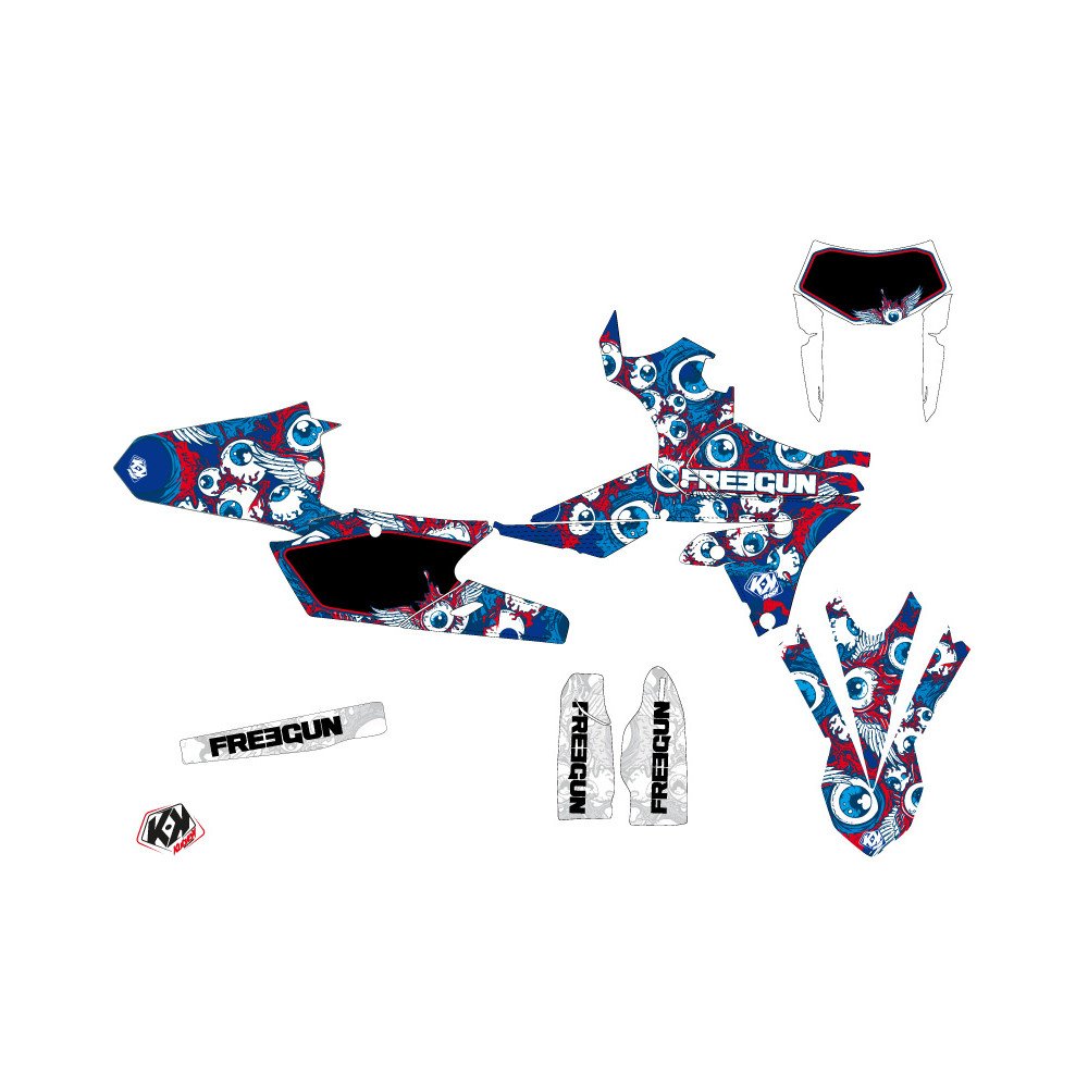 Kit Deco Moto Cross Freegun Eyed Yamaha 250 WRF Rouge