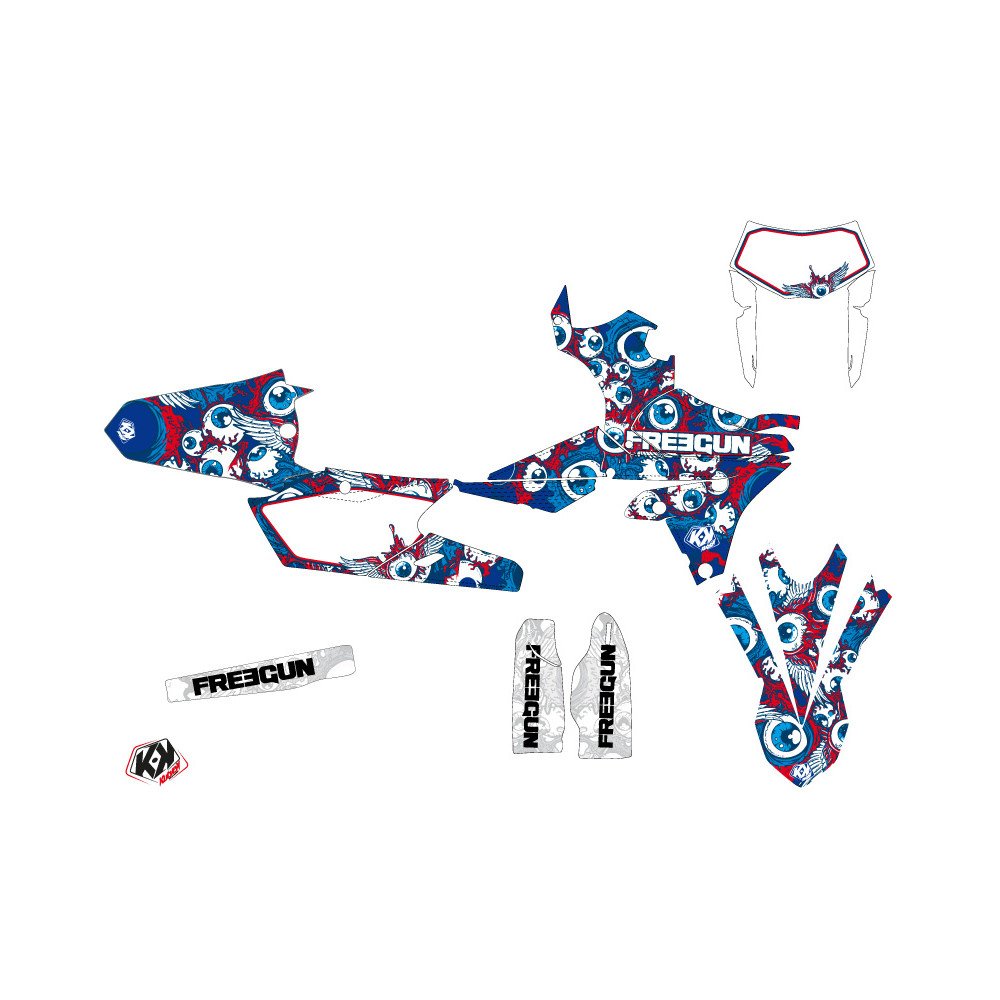 Kit Deco Moto Cross Freegun Eyed Yamaha 450 WRF Rouge