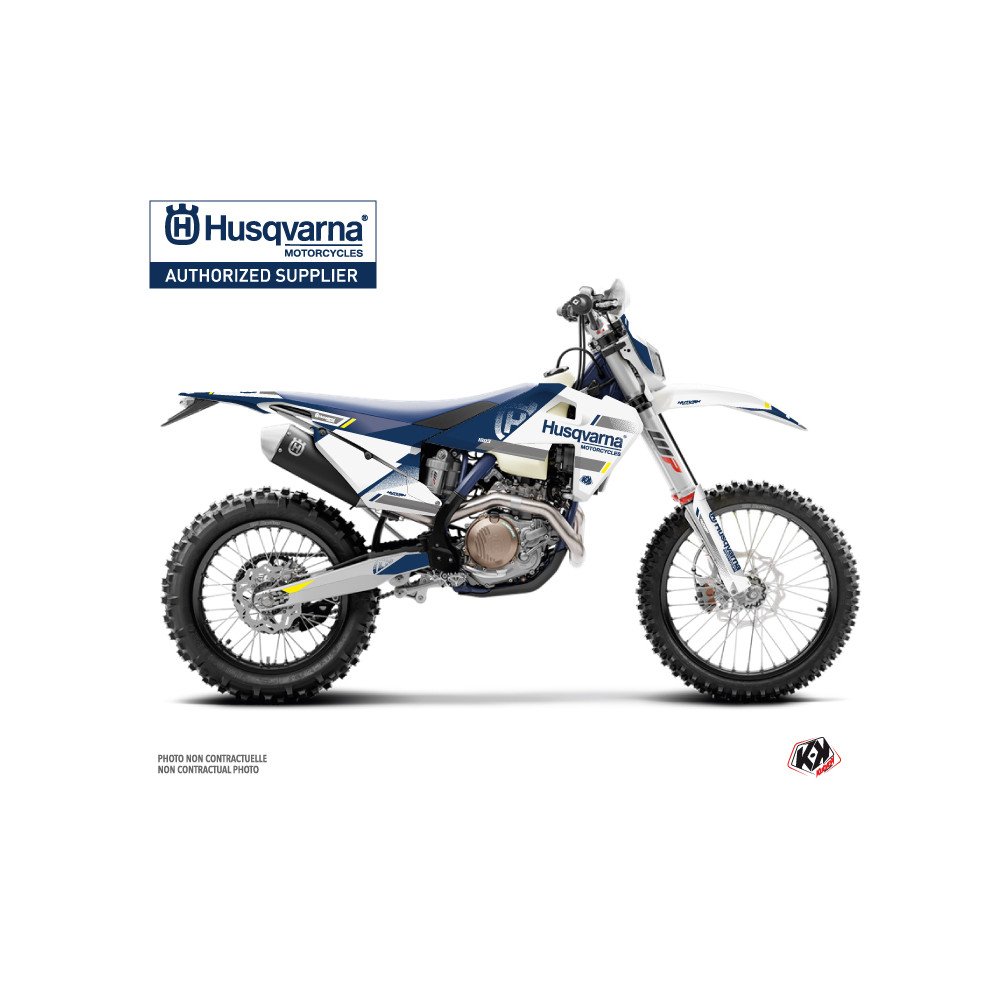 Kit Deco Moto Cross Split Husqvarna 125 TE Blanc Bleu