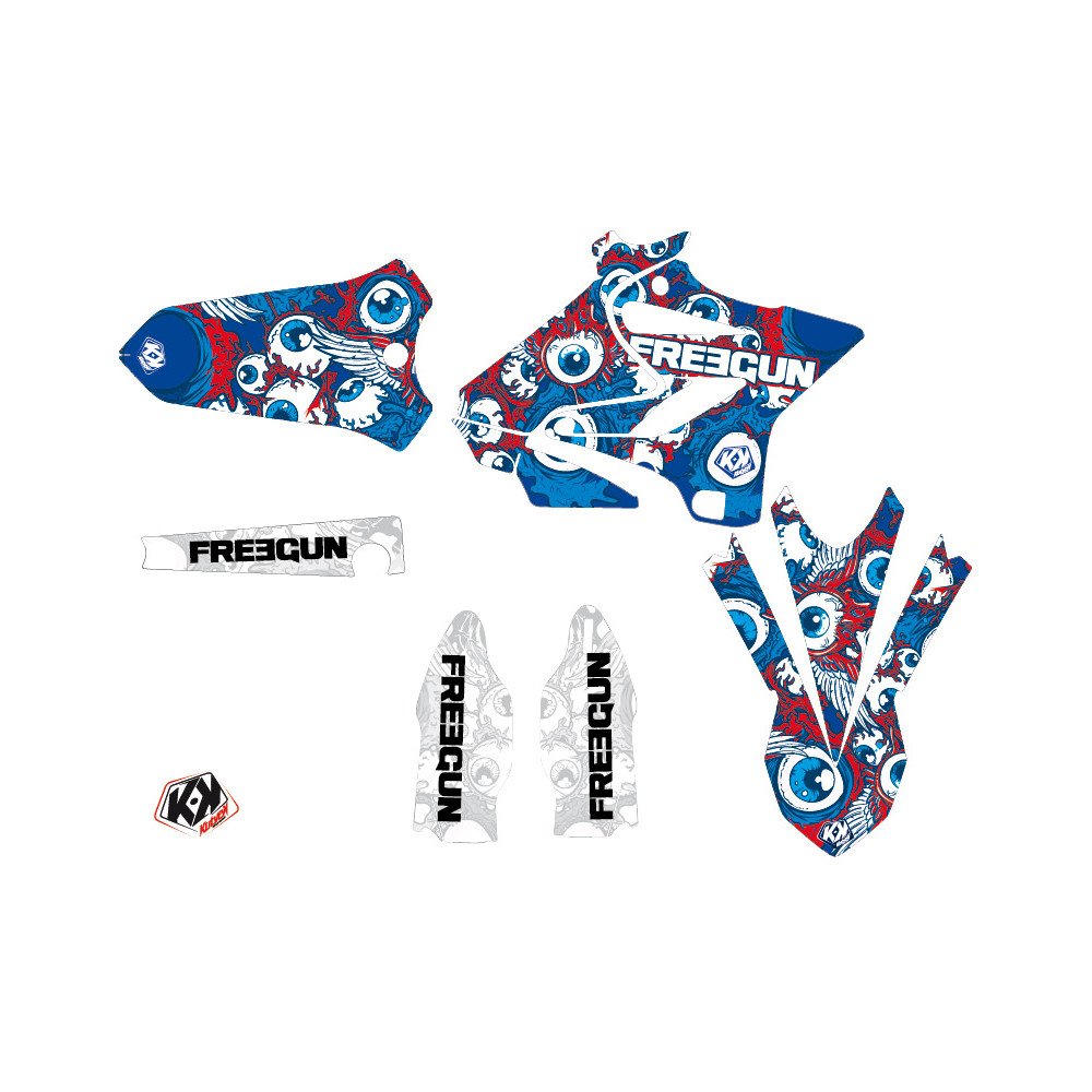 Kit Deco Moto Cross Freegun Eyed Yamaha 250 YZ Rouge LIGHT