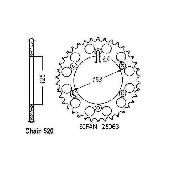 Couronne Honda 125/250/500 Cr - 520 - 52 Dents - Similaire JTR210