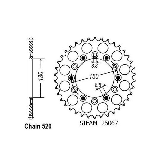 Couronne Slr 650 1997-1998 - 520 - 43 Dents - Similaire JTR245/2