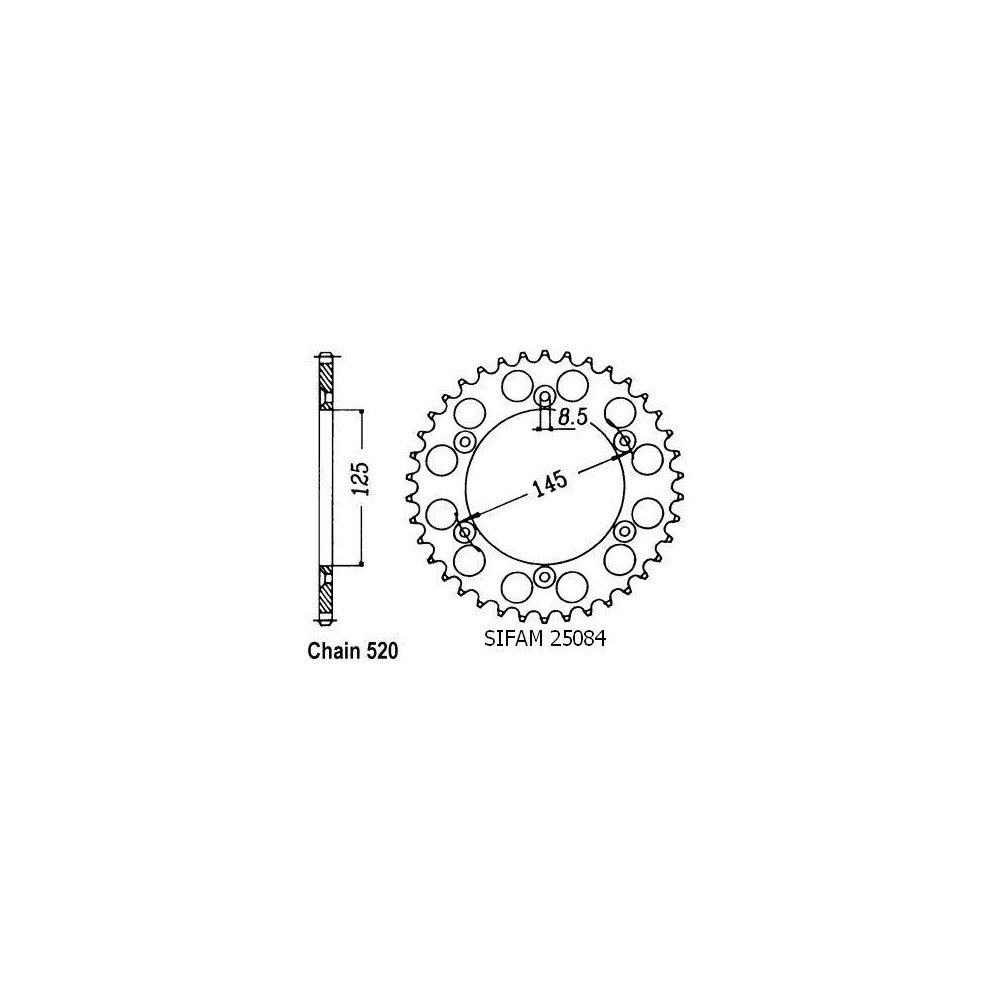 Couronne 125 W8 R 1991-1995 - 520 - 46 Dents - Similaire JTR698