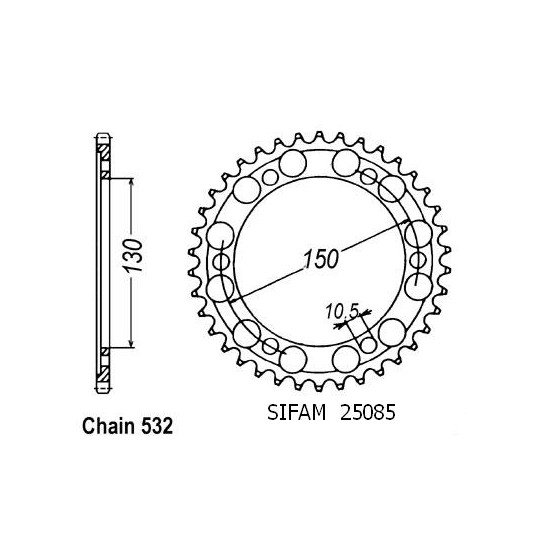 Couronne Xjr 1200 1995-1998 - 532 - 38 Dents - Similaire JTR866