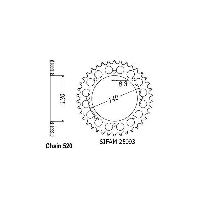 Couronne Kle 500 1996-1998 - 520 - 46 Dents - Similaire JTR487