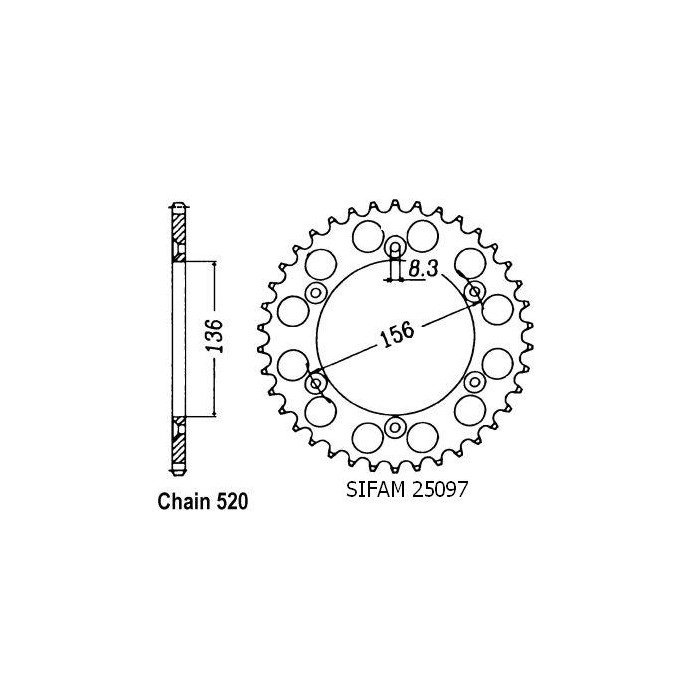 Couronne Husqvarna - Gas Gas 125/250/510/610 1990-2004 - 520 - 41 Dent
