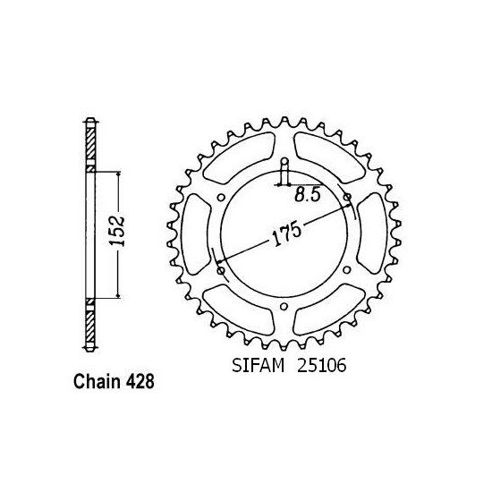 Couronne Yamaha Tdr 125 Italie 1989-1992 - 428 - 52 Dents - Similaire