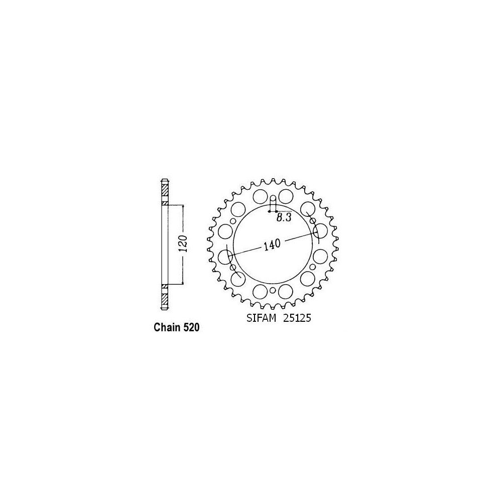 Couronne Klr 250 1985-1993 - 520 - 44 Dents - Similaire JTR475