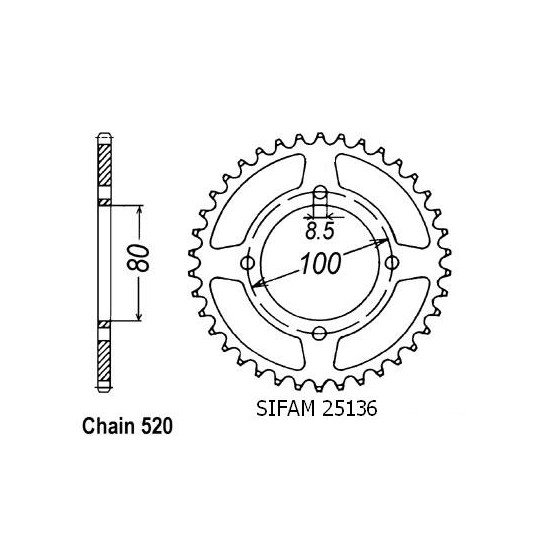 Couronne Rg 250 Gamma 1985-1988 - 520 - 39 Dents - Similaire JTR819