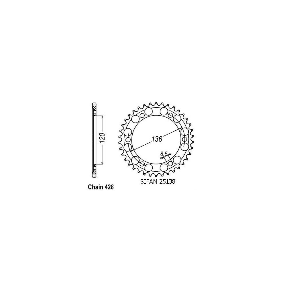 Couronne Tdr 125 R 1993-1998 - 428 - 56 Dents - Similaire JTR1847