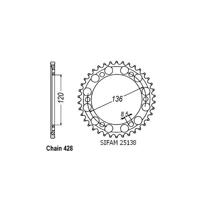 Couronne Tdr 125 R 1993-1998 - 428 - 56 Dents - Similaire JTR1847
