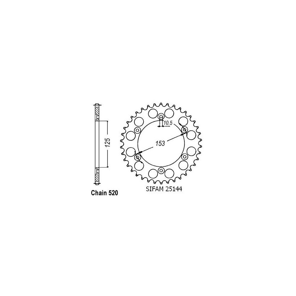 Couronne 600 Xr 1991-2001 Acier - 520 - 38 Dents - Similaire JTR288