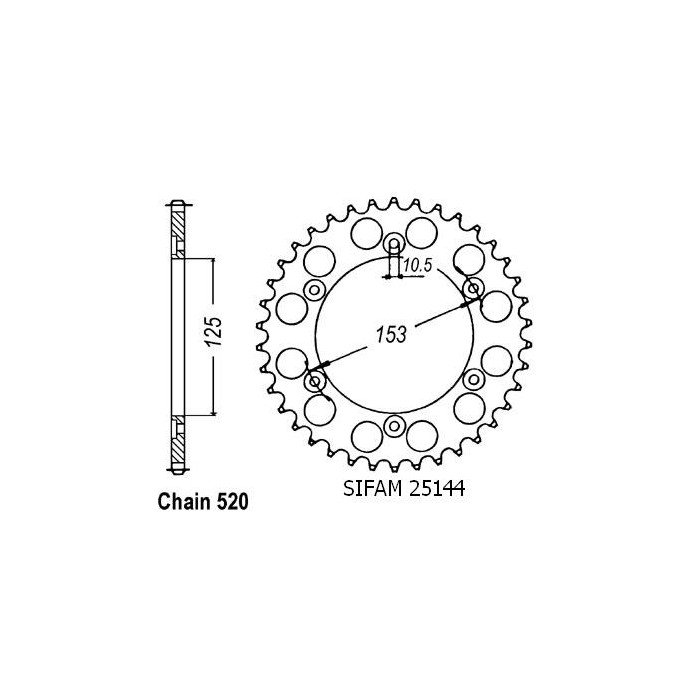 Couronne 600 Xr 1991-2001 Acier - 520 - 38 Dents - Similaire JTR288
