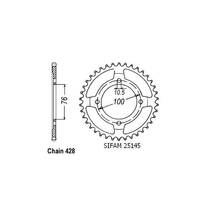 Couronne Vl 125 Intruder 2000-2001 - 428 - 56 Dents - Similaire JTR180