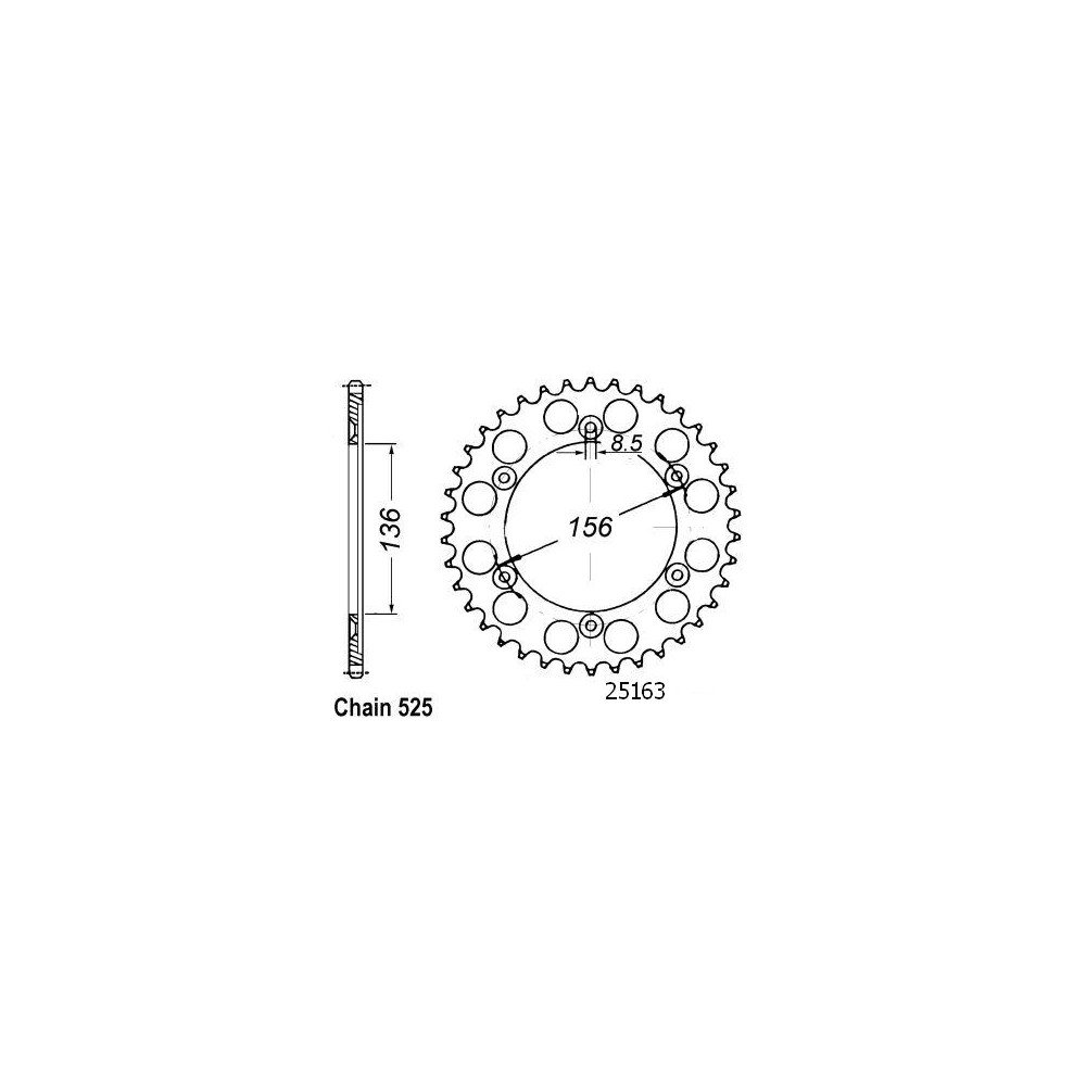 Couronne Dr 650 Se 1996-2000 - 525 - 41 Dents - Similaire JTR1791