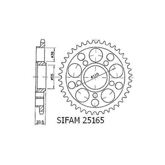 Couronne Ducati 916/996 Strada 5 Trous SANS Porte Moyeu - 525 - 36 Den