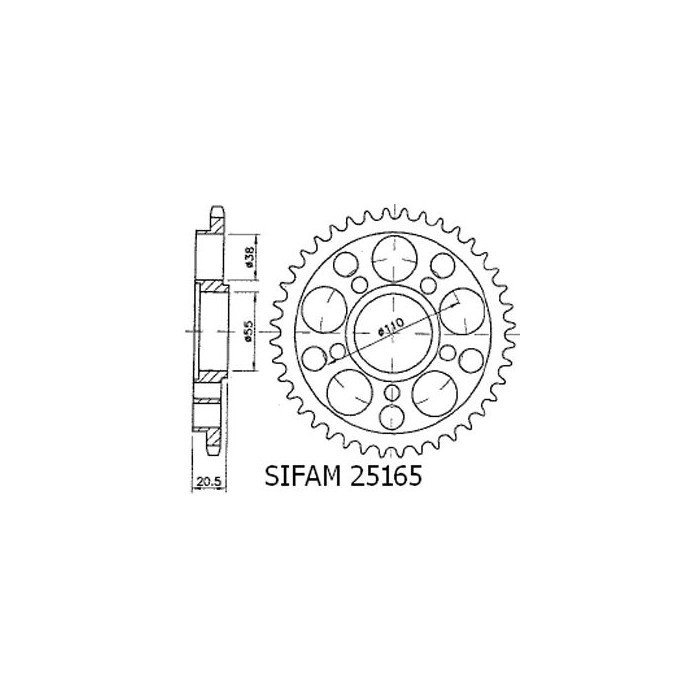 Couronne Ducati 916/996 Strada 5 Trous SANS Porte Moyeu - 525 - 36 Den