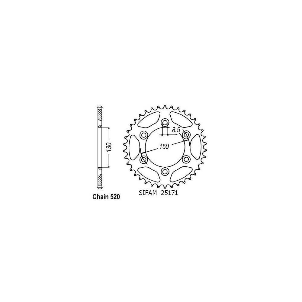 Couronne Alu Yamaha 125/250/400 Yz/Wr 99 07 - 520 - 41 Dents - Similai