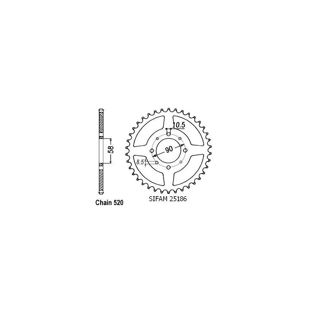 Couronne Vt 125 Shadow - 520 - 41 Dents - Similaire JTR273