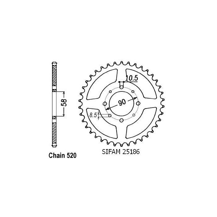 Couronne Vt 125 Shadow - 520 - 41 Dents - Similaire JTR273