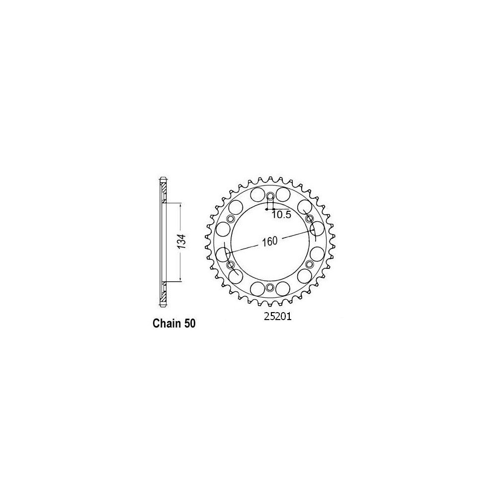 Couronne Vtr 1000 Sp-1 2000-2001 - 530 - 40 Dents - Similaire JTR1306
