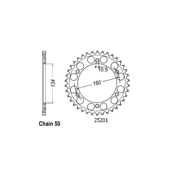 Couronne Vtr 1000 Sp-1 2000-2001 - 530 - 40 Dents - Similaire JTR1306