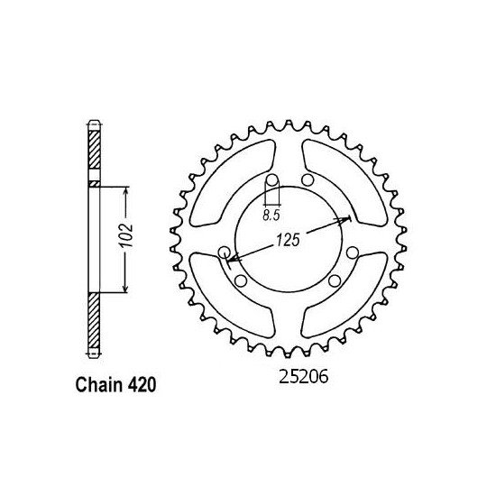 Couronne Bultaco Lobito 50 - 420 - 53 Dents - Similaire JTR1132