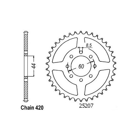 Couronne 50 Dtr/X-limit - 5 Trous - 420 - 52 Dents - Similaire JTR2078