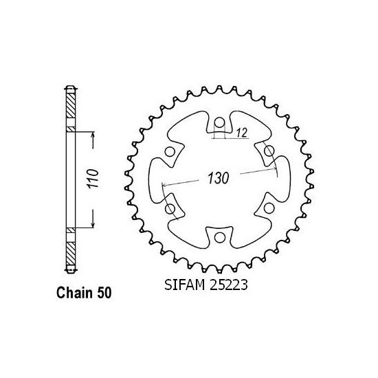 Couronne Cour Bombardier 650 Ds 2000-2004 - 530 - 36 Dents - Similaire